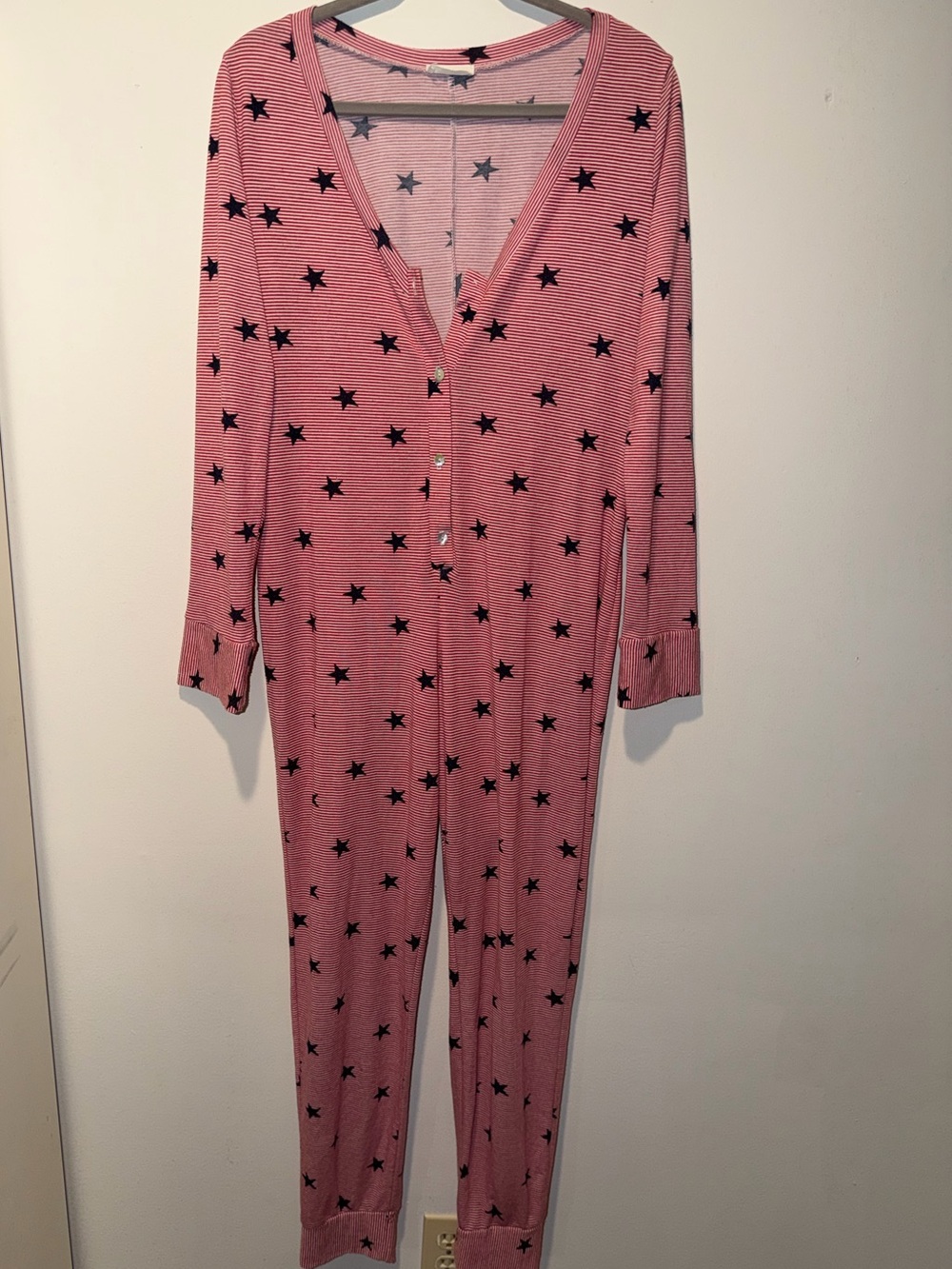 Adrienne Pink Star-Print One-Piece Pajamas